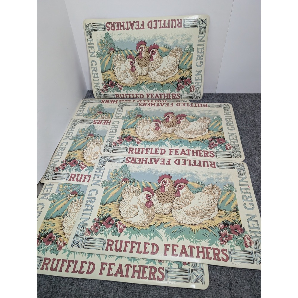 Lot Of 6 Vintage Hen Grain Ruffled Feathers Placemats By DCI Cottagecore Barn